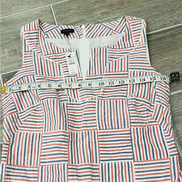 NWT! Talbots 100% Cotton Sleeveless PATCHWORK SHIFT DRESS. Size 2. - Picture 14 of 16